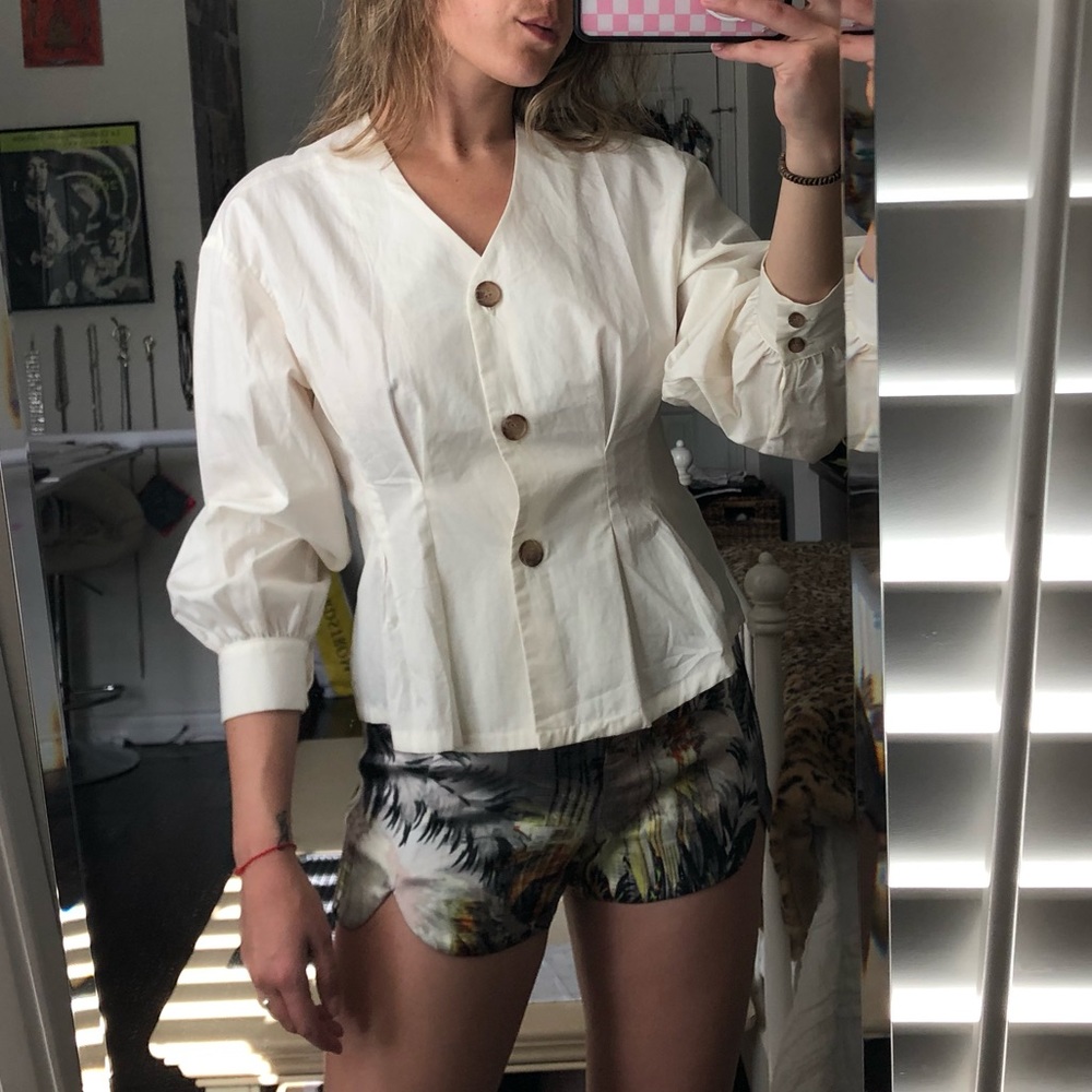 Button up peplum blouse